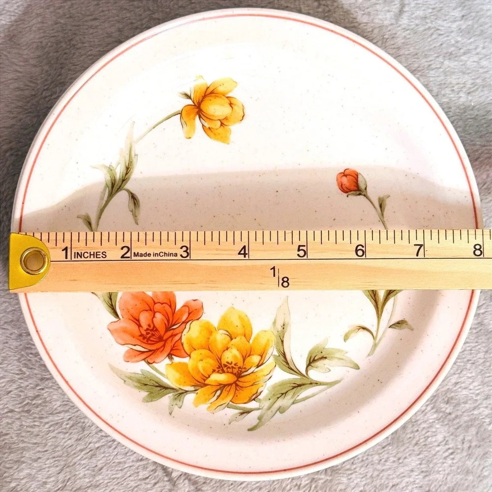 Noritake Roanoke‎ Floral Stoneware Creamer Dessert Set Vintage Japan Orange 70's